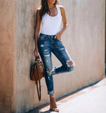 Stretch Jeans With Ripped Feet And Slimming - MAXIME