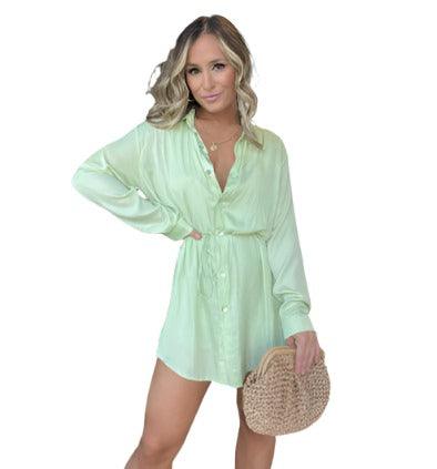 Women's Long Sleeve Jumpsuit Shirt Dress - MAXIME