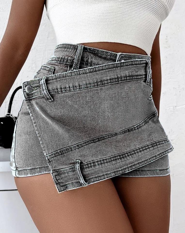 High Waist Irregular Wide Leg Shorts - MAXIME