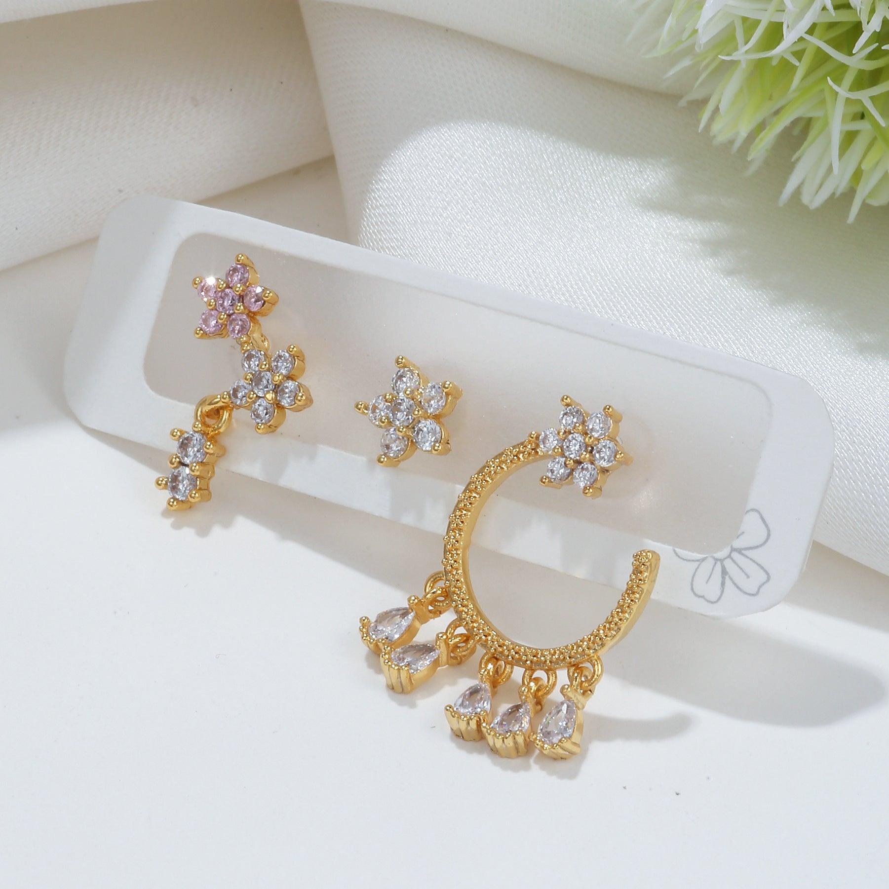 Trendy Earrings Set Zircon Temperament - MAXIME