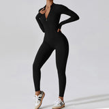 Zipper Long Sleeve Jumpsuit Yoga Fitness