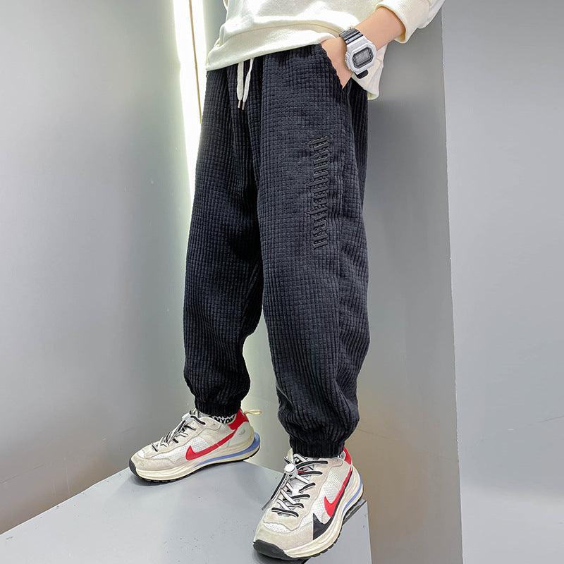 Boys' Casual Pants Thickened Plus Velvet Middle-aged Kids - MAXIME