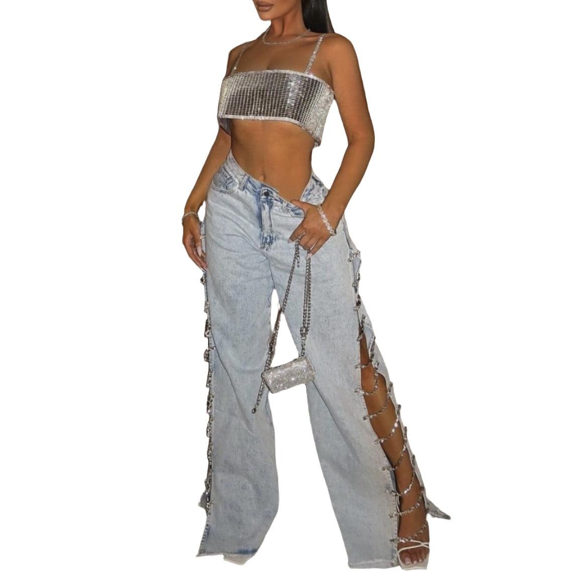 Fashionable High Waist Straight Loose Jeans - MAXIME