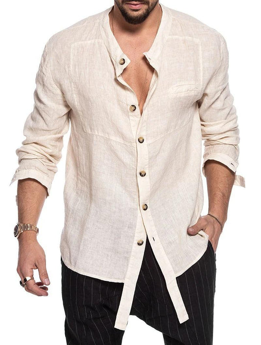 Cotton Linen Men's Long Sleeve Shirt - MAXIME