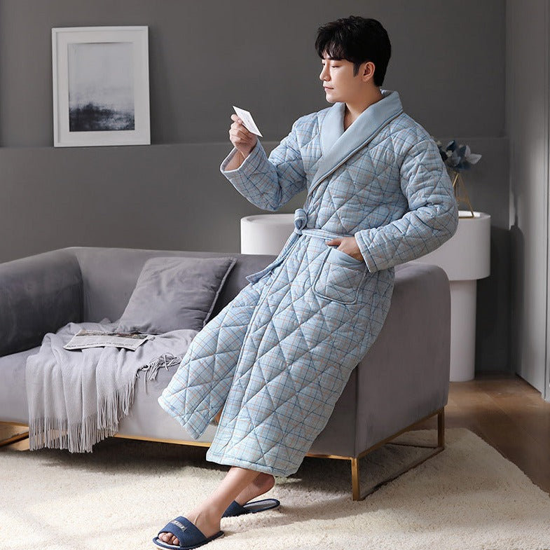 Long Sleeved Autumn And Winter Thin Quilted Bathrobe - MAXIME