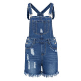 High Ripped Suspender Denim Hole Jumpsuit - MAXIME