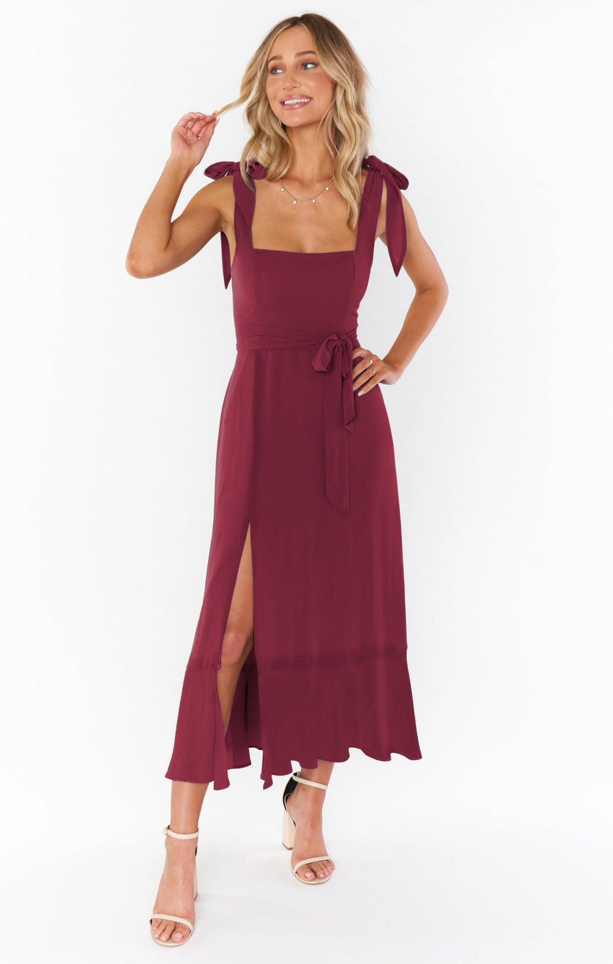 Women's Elegant Bridesmaid Square Neck Cocktail Party - MAXIME