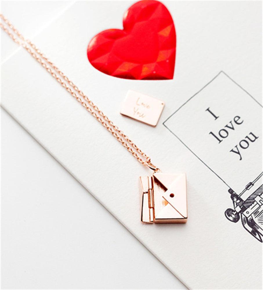 Letter Envelope Pendant Confession Locket Necklace Jewelry Special Gifts - MAXIME