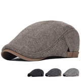 Newsboy Cap Men Winter Wool Thick Warm Hat Peaked Cap Adjustable - MAXIME