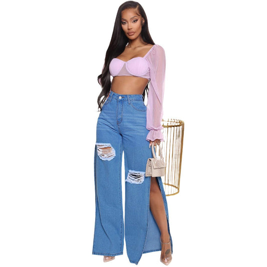 Summer Fashion Ripped Split Jeans - MAXIME