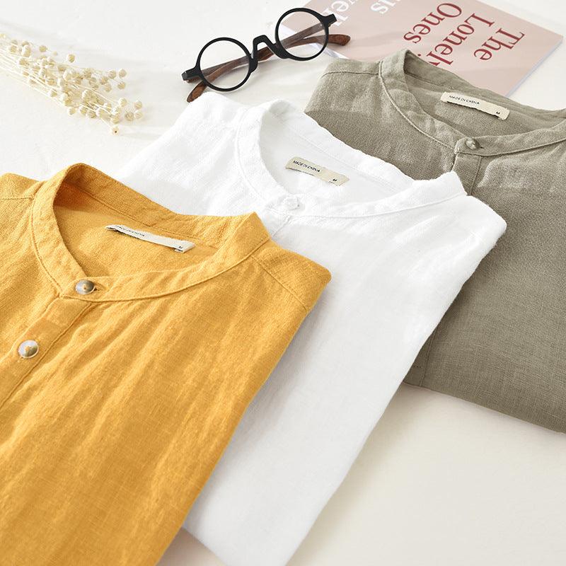 Summer Half Sleeves Cotton Linen Shirt - MAXIME