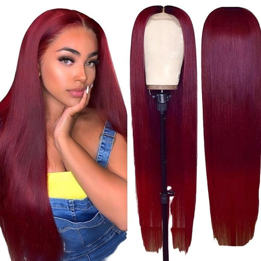 Full Headgear Long Straight Front Lace Wig Smooth Hair - MAXIME