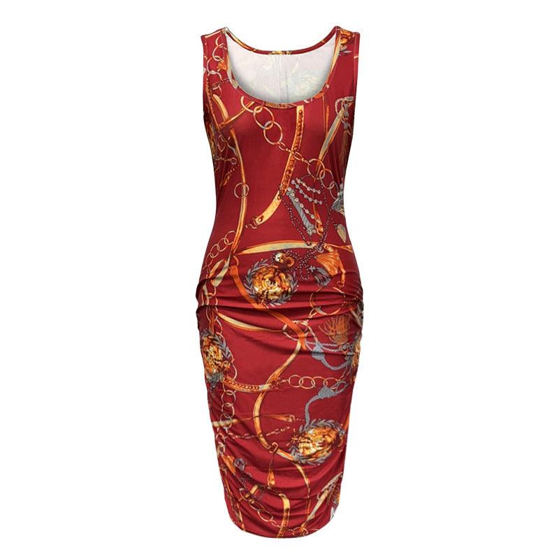 Women's Positioning Print Sleeveless Plus Size Dress - MAXIME