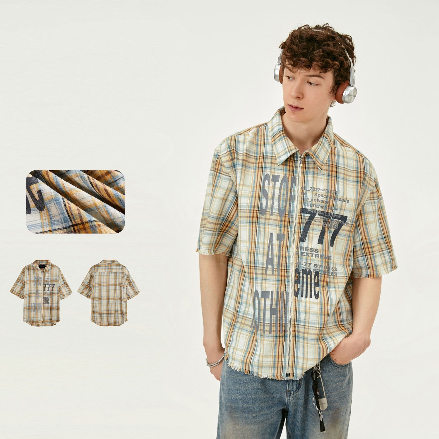 Short Sleeve Plaid Shirt - MAXIME