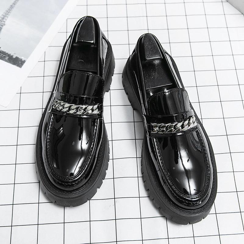 Thick Leather Glossy Casual Loafers - MAXIME