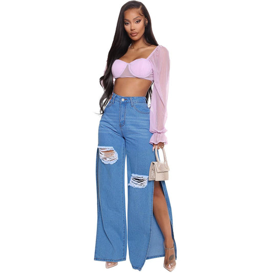 Summer Fashion Ripped Split Jeans - MAXIME