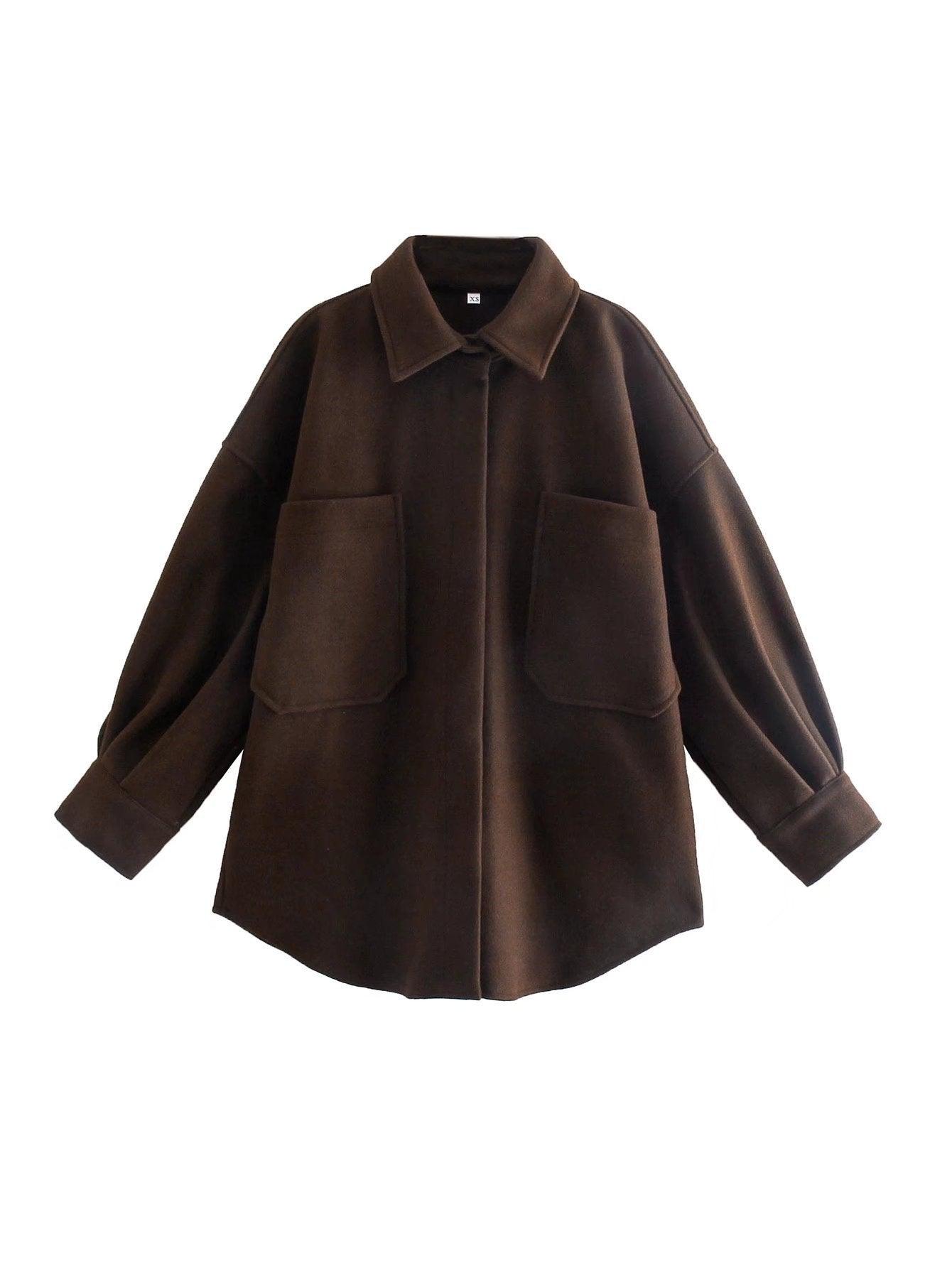 Woolen Shirt Top Spring Winter New Loose Coat - MAXIME