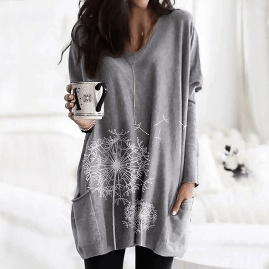 Women's Long Sleeve Tops T-shirt Ladies Casual Loose Blouse - MAXIME