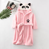 Girls Cartoon Hooded Flannel Lace-up Bathrobe - MAXIME