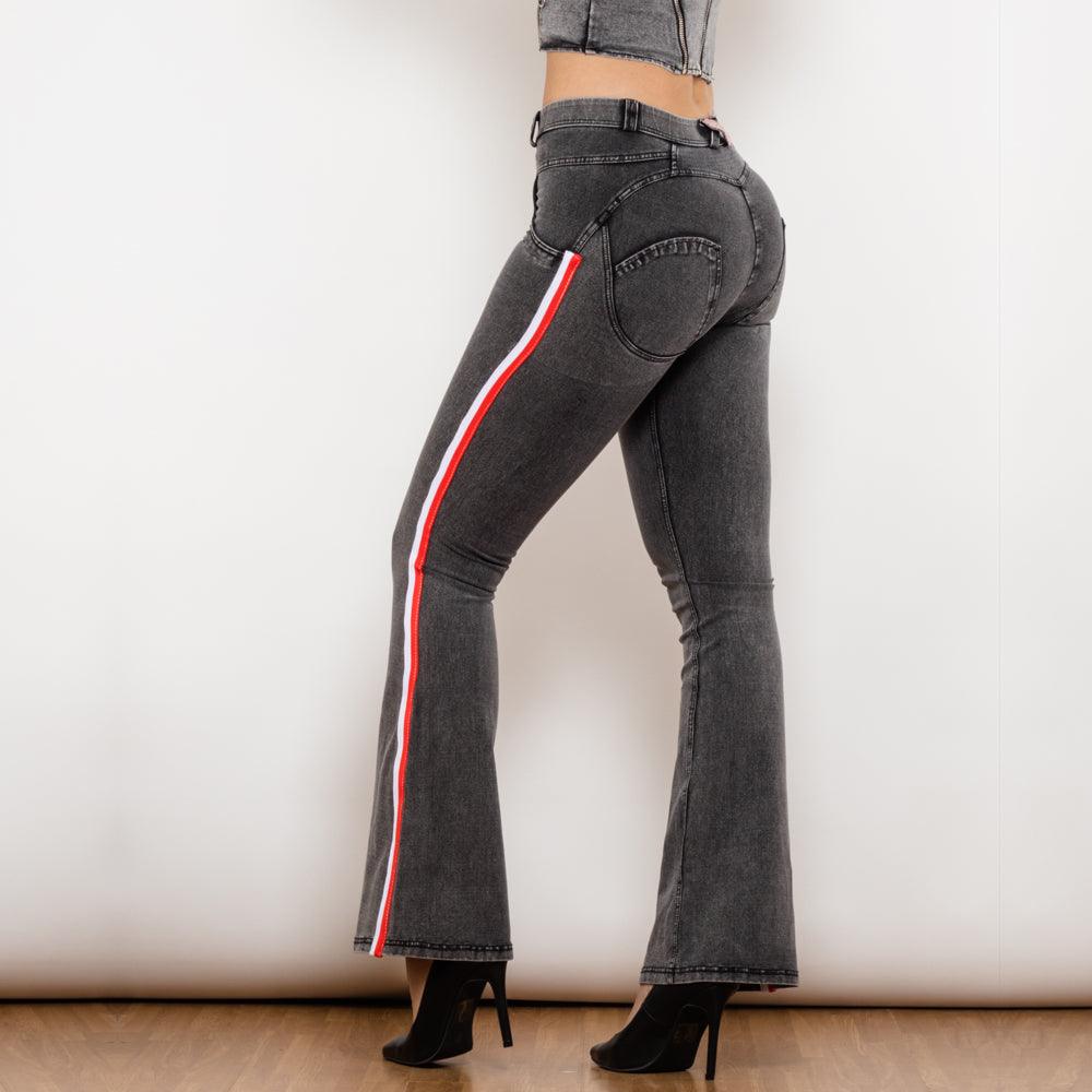 Melody Side Striped Sexy Push Up Jeans Denim Flare Pants - MAXIME