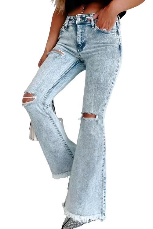 Women's High Waist Ripped Jeans - MAXIME