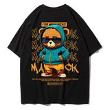 Men's Cotton Bear Pattern Printed T-Shirt with Round Neck - MAXIME