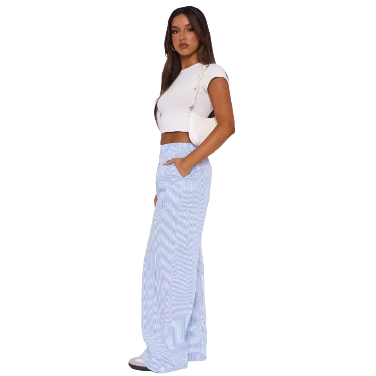 Casual Striped Trousers Wide Leg Pants - MAXIME