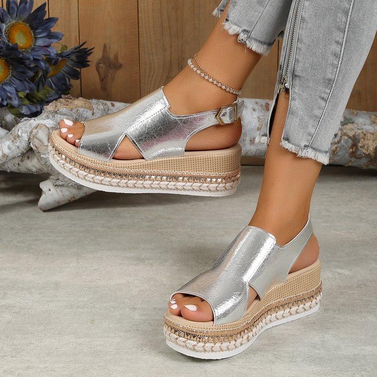 Fashion Buckle Wedges Shoes - MAXIME