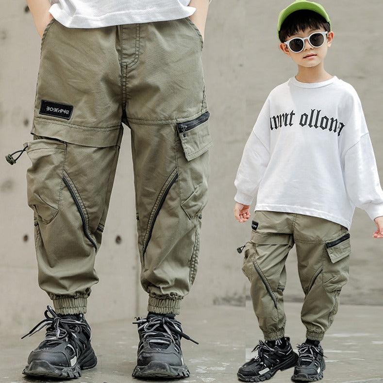 Drawstring Zipper Children's Casual Pants - MAXIME