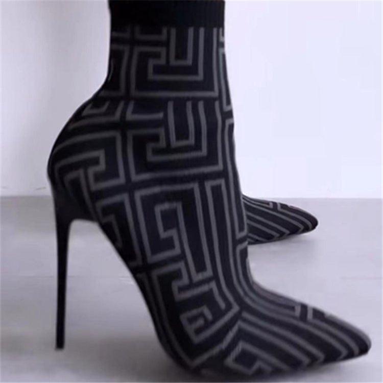 High Heel Boots Print Shoes - MAXIME