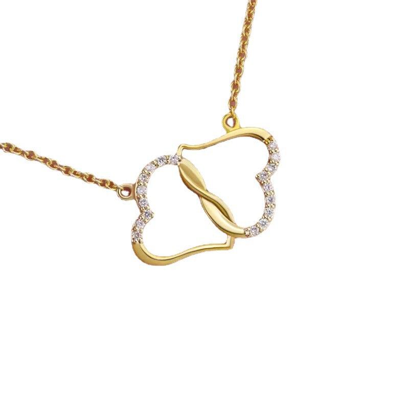 Heart Love Necklace With Rhinestones Inlaid Zircon Mother - MAXIME