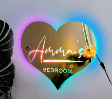 Personalized Name Mirror Light For Bedroom LED Light Up Mirror For Wall Custom Photo - MAXIME