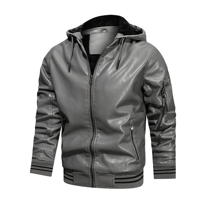 Men's Spot Hooded Leather Jacket Men - MAXIME