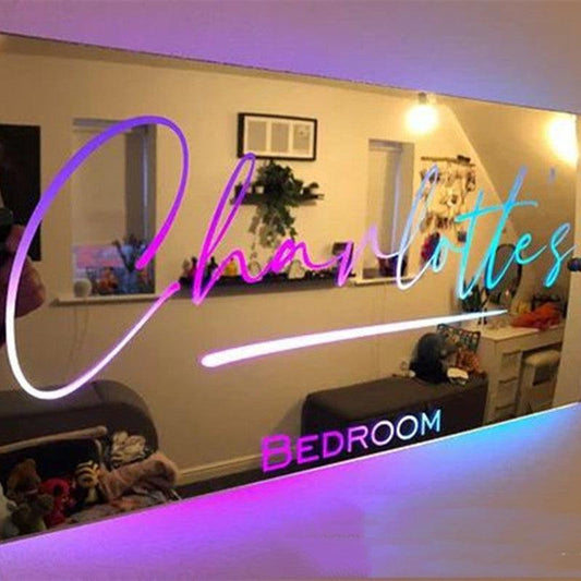 Personalized Name Mirror Light For Bedroom LED Light Up Mirror For Wall Custom Photo - MAXIME