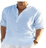 New Casual Cotton And Linen Long Sleeved Shirt For Men - MAXIME