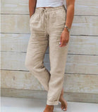 Maxime High Waist Elastic Waist Cotton Casual Pants - MAXIME