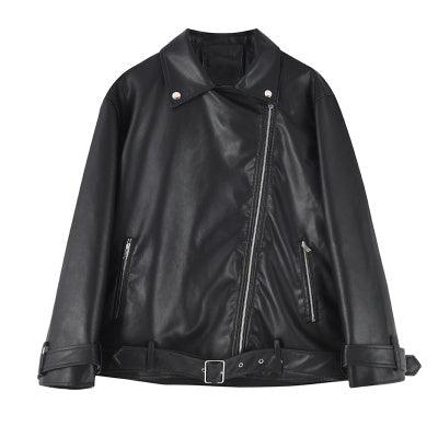 Women Loose Short Leather Jacket - MAXIME