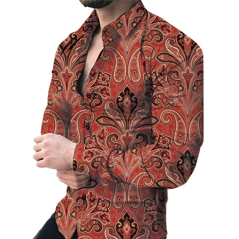 Men's Casual Long Sleeved Large Floral Shirt - MAXIME